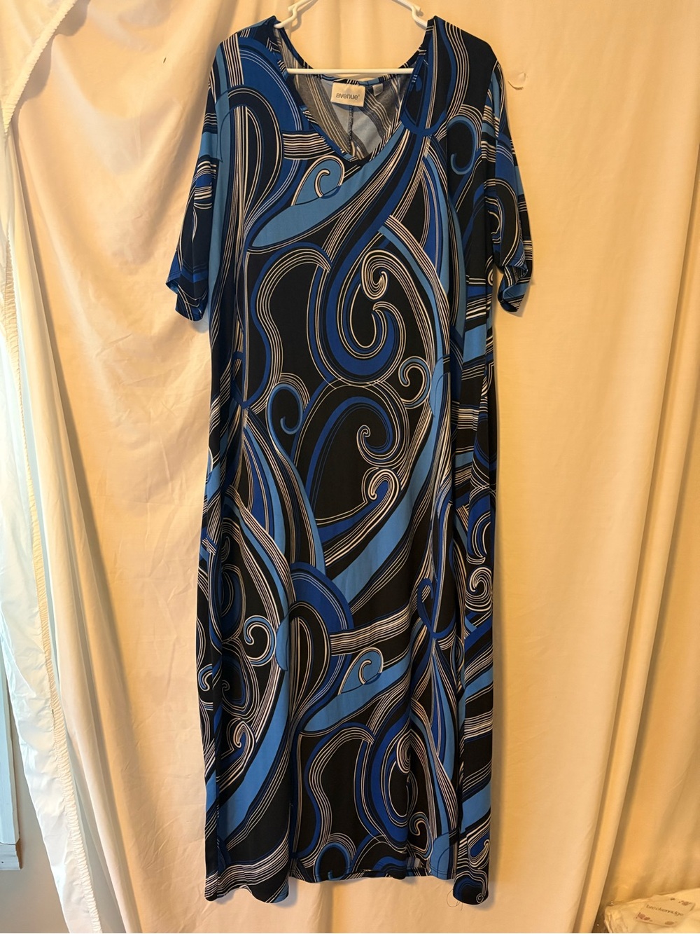 Avenue Blue and Black Swirl Maxi Dress